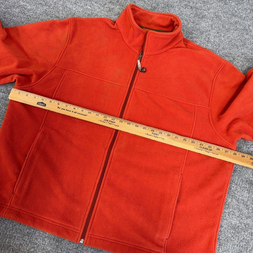 LL Bean Fleece Jacket Men 2XL Orange Inner Liner Full Zip Mock Neck Outdoor READ - Picture 8 of 10